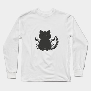 Scorpio Cat Zodiac Sign (Black and White) Long Sleeve T-Shirt